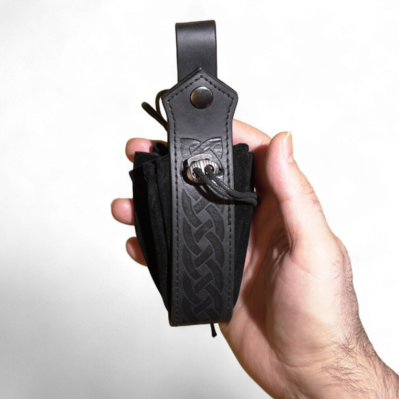 VTG-Inspired Medieval FauxLeather Belt Potion Bottle Pouch Viking Black NWT - Picture 7 of 8